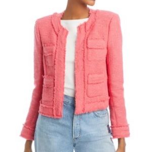 L’Agence Keaton Coral Rose Open Fringe Blazer NWOT
